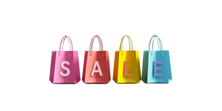 Colorful shopping bags with sale letters