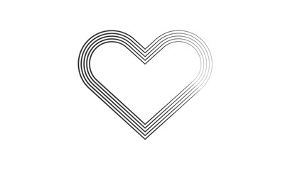 Abstract heart shape made of textured lines on a white background