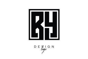 BY Double Letter Monogram Logo – Bold Square Typography Initials for Modern Branding, Identity & Professional Design