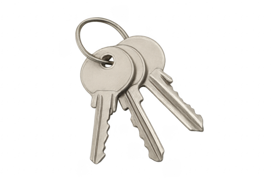 Metal house keys on keyring for security concept