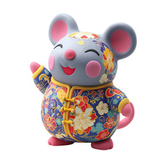 Cute Mouse in Festive Chinese Clothing.