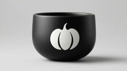Modern black coffee cup with pumpkin silhouette