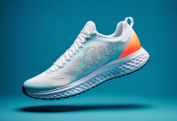 Sport shoe floating against gradient backdrop