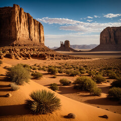 Photo Ultra-wide shot of desert landscape with towering rock formations