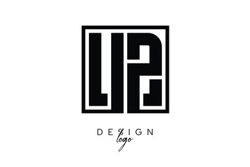 Obraz premium UZ Double Letter Monogram Logo – Bold Square Typography Initials for Modern Branding, Identity & Professional Design