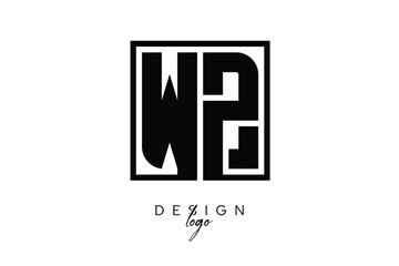 Obraz premium WZ Double Letter Monogram Logo – Bold Square Typography Initials for Modern Branding, Identity & Professional Design