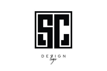 SC Double Letter Monogram Logo – Bold Square Typography Initials for Modern Branding, Identity & Professional Design