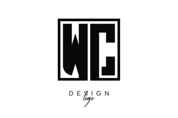 WC Double Letter Monogram Logo – Bold Square Typography Initials for Modern Branding, Identity & Professional Design