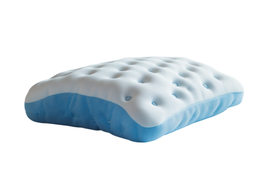 Orthopedic pillow improving posture and reducing discomfort isolated on transparent background