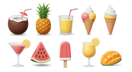 Refreshing Summer Treats A Collection of Tropical Fruits, Drinks, and Desserts