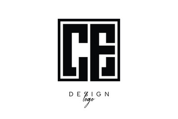 CE Double Letter Monogram Logo – Bold Square Typography Initials for Modern Branding, Identity & Professional Design