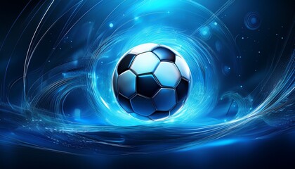 Fototapeta premium active sport blue background with a football soccer ball