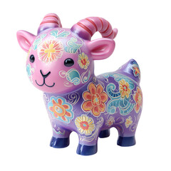 Cute Floral Goat Figurine with Spring Decor.