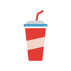 Vector art of red striped soda cup with straw