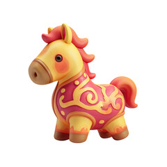 Cute Cartoon Horse with Festive Design, and 3D Render.