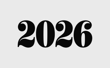 Bold black vector illustration of the year 2026 in scalable eps format silhouette vector illustration white background