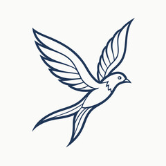 Obraz premium Minimalist vector illustration of a single bird gracefully soaring through the sky depicted with clean lines and simple shapes