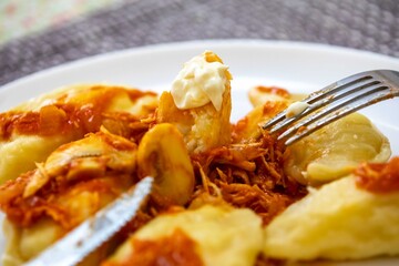 The best, most perfect, and most traditional Ukrainian food, known as perohê or pierog. Typical Christmas food. Mother's food. A fond memory.