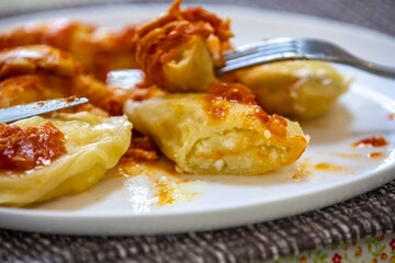 The best, most perfect, and most traditional Ukrainian food, known as perohê or pierog. Typical Christmas food. Mother's food. A fond memory.