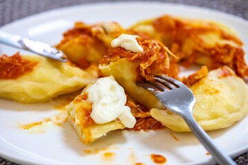 The best, most perfect, and most traditional Ukrainian food, known as perohê or pierog. Typical Christmas food. Mother's food. A fond memory.