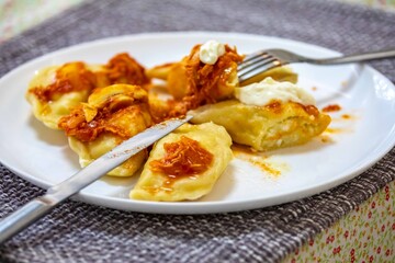 The best, most perfect, and most traditional Ukrainian food, known as perohê or pierog. Typical Christmas food. Mother's food. A fond memory.