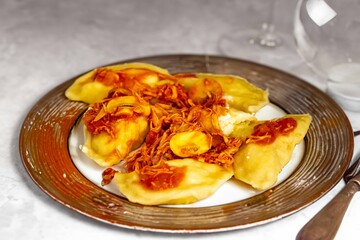 The best, most perfect, and most traditional Ukrainian food, known as perohê or pierog. Typical Christmas food. Mother's food. A fond memory.