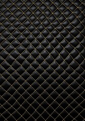 Obraz premium Sophisticated black quilted leather pattern with golden stitching detail