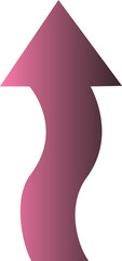 Wavy curved pink arrow vector graphic pointing up symbolizing growth, direction, and continuous movement