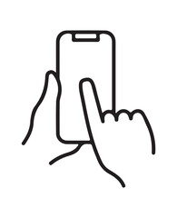 Hand Touching Smartphone Screen Line Icon