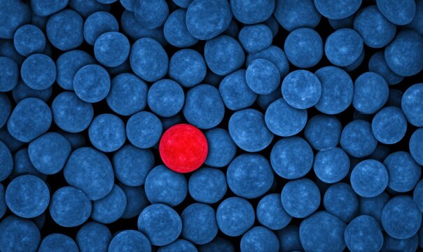 Abstract pattern of blue and red circles