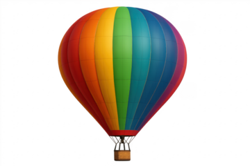 Colorful rainbow hot air balloon floating up