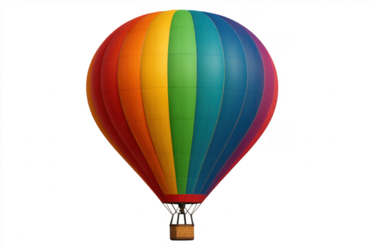 Colorful rainbow hot air balloon floating up