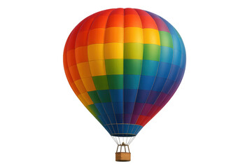 Fototapeta premium Hot air balloon flying with rainbow colors on transparent background