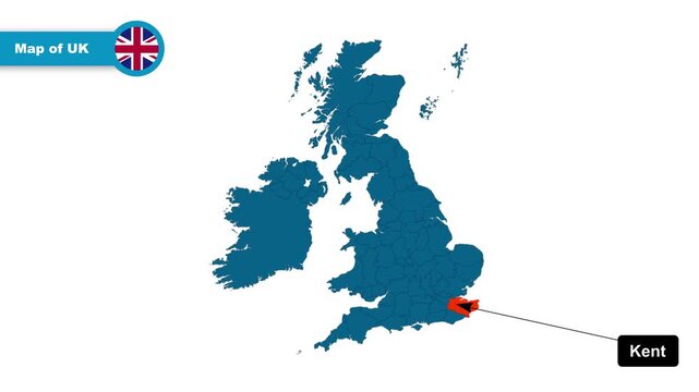 Kent Map Video, UK map, Political Map of United Kingdom, with all states, national flag and borders, travel, education, geography, and global studies.