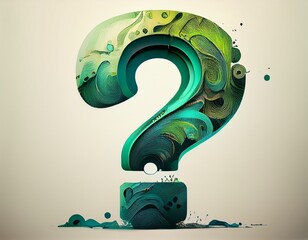 a large green question mark on a white background