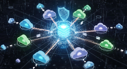 Implementing data protection strategies in cloud computing a dynamic cybersecurity illustration for ai studio concepts