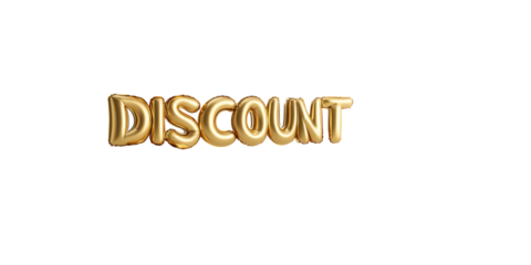 Shiny gold discount text on transparent background