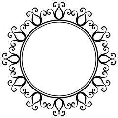 エレガントな渦巻き飾りの円形飾り枠