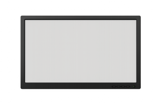 Black frame TV or monitor blank screen with transparent background