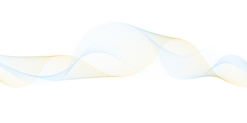 An elegant depiction of flowing, abstract wavy lines in gradients of blue and gold, evoking a sense of fluidity, movement, and sophistication.