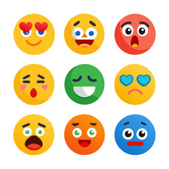 Collection of diverse emoji expressions in a vector graphic