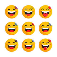 Fototapeta premium Vector graphic of happy and laughing emoji faces collection