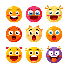 Colorful Flat Design Emoticons and Smiles Illustration