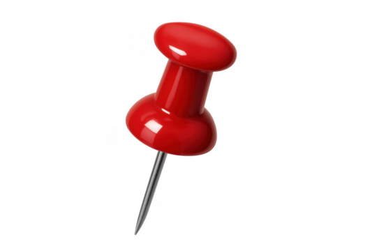 Red pushpin thumbtack attaching an important reminder
