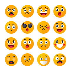 Variety of emoticons displaying diverse range of emotional expressions