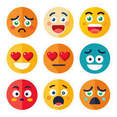 Fototapeta premium Flat design emoji faces expressing various emotional states