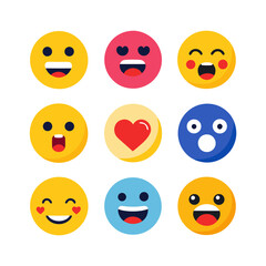 Fototapeta premium Collection of colorful emoticon faces on a white background