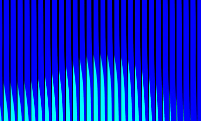 Vibrant neon blue and black wavy light pattern, futuristic glowing vertical stripes, abstract optical art background with smooth gradient.