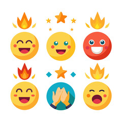 Diverse emoji set expressing various emotions and symbolic elements
