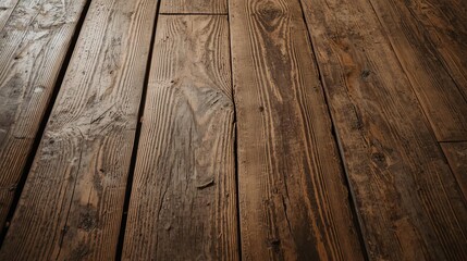 Obraz premium Close-up of a rustic wooden floor with visible grain and texture.